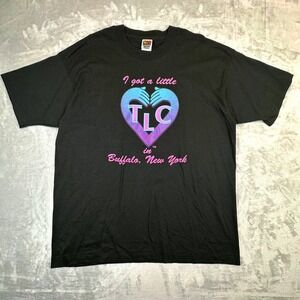 Fruit of the Loom T-Shirt Mens XL Black TLC Buffalo NY Vintage Single Stitch 90s